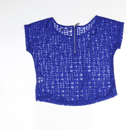 Womens UK Size 10 Select Blue Cropped T-Shirt