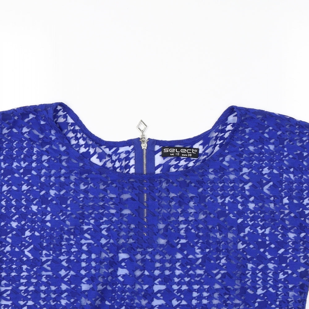 Womens UK Size 10 Select Blue Cropped T-Shirt