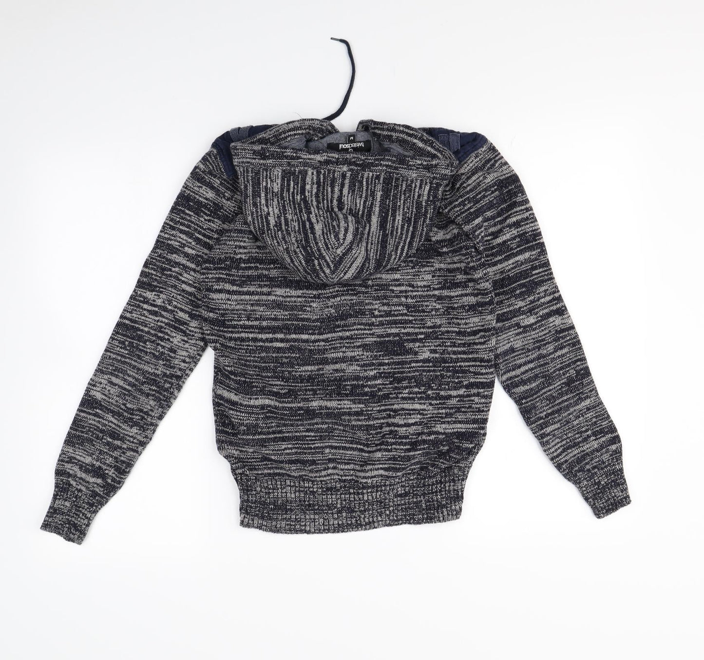 Twisted Soul Womens Blue Herringbone  Pullover Hoodie Size M