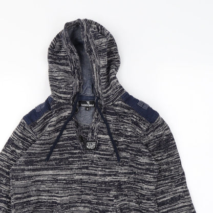 Twisted Soul Womens Blue Herringbone  Pullover Hoodie Size M