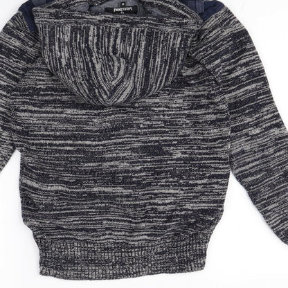 Twisted Soul Womens Blue Herringbone  Pullover Hoodie Size M