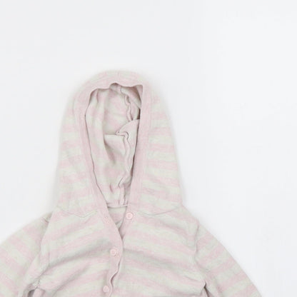 M&S Girls Pink Striped  Cardigan Jumper Size 9-12 Months