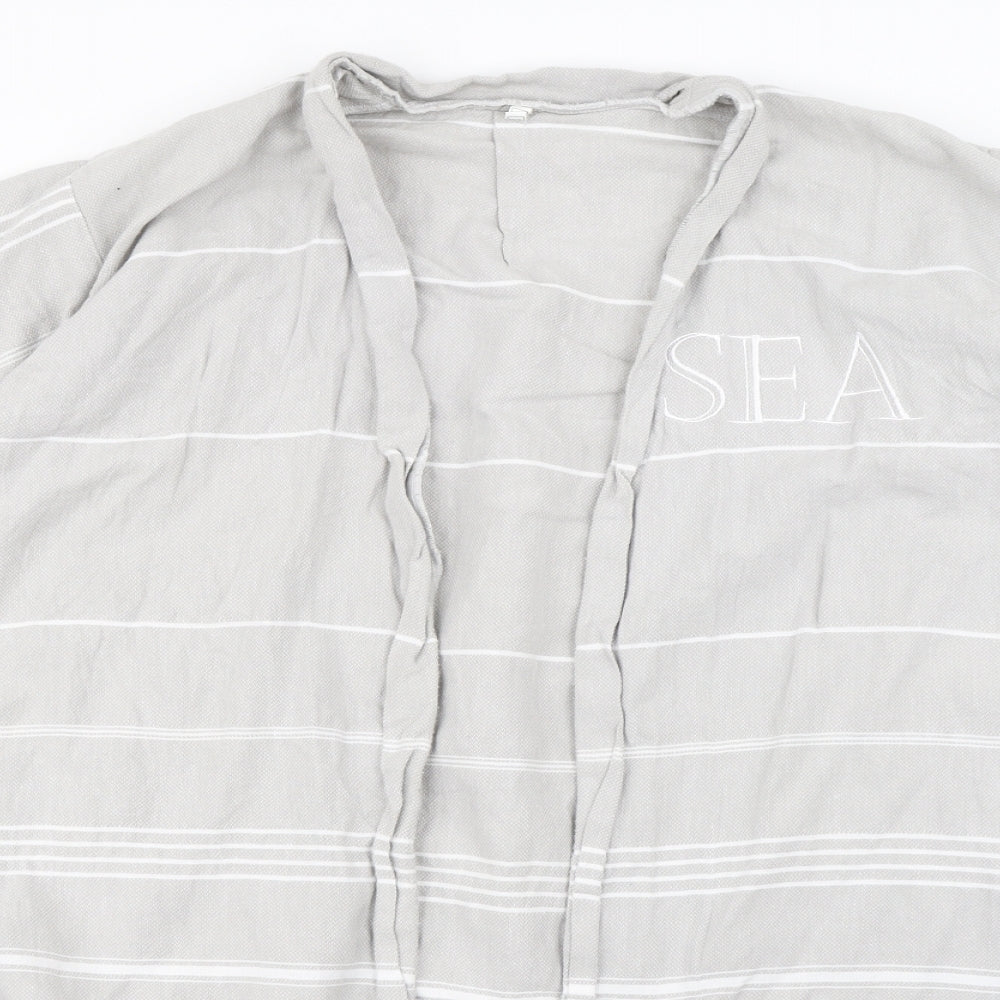 Preworn Womens Grey Striped  Cardigan Jumper Size M