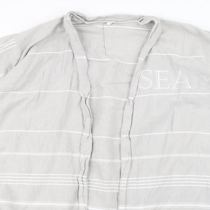 Preworn Womens Grey Striped  Cardigan Jumper Size M