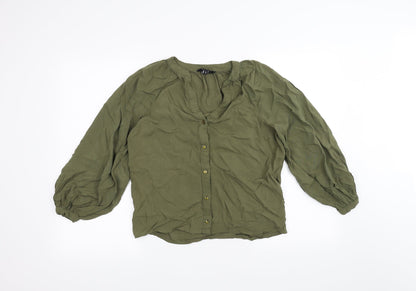 Womens UK Size 6 New Look Green Basic Button-Up
