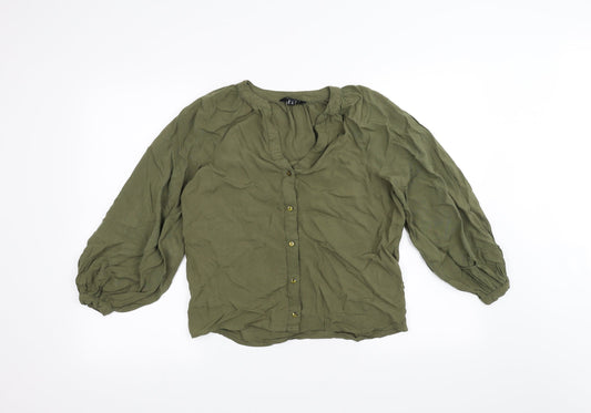 Womens UK Size 6 New Look Green Basic Button-Up