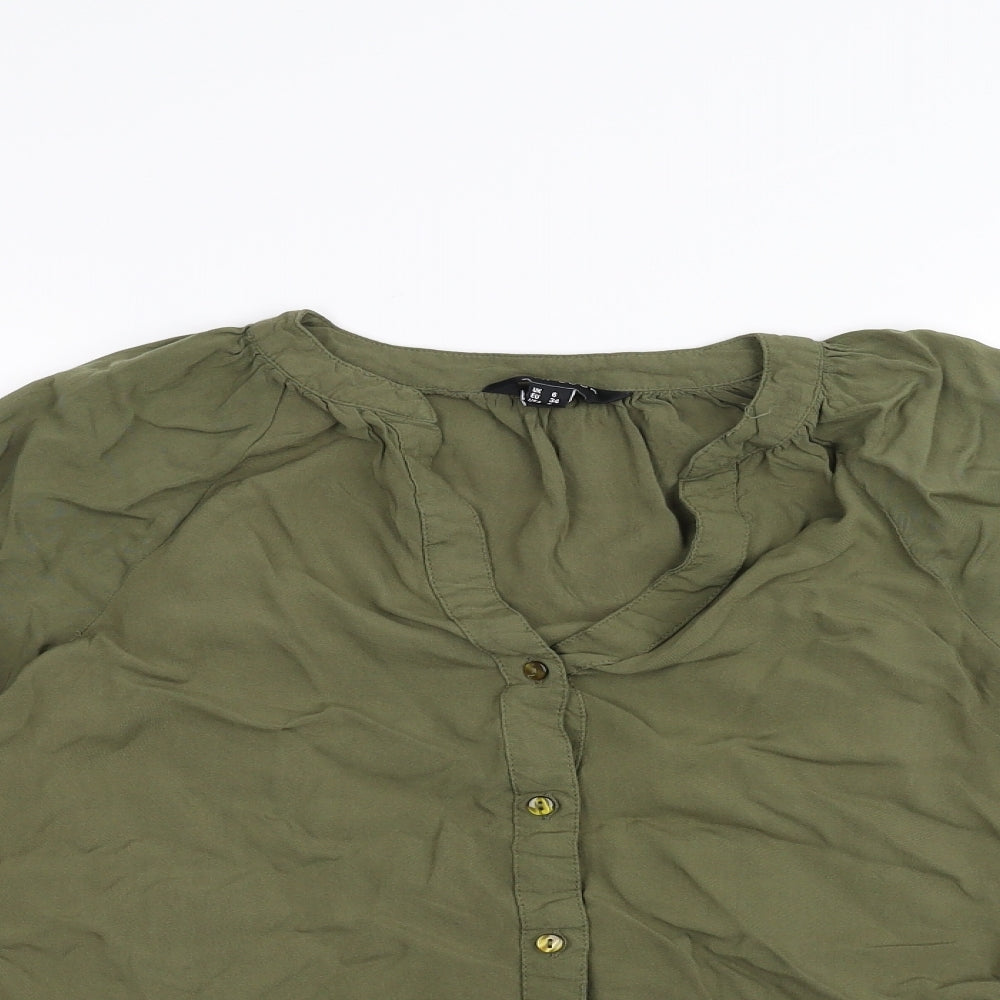 Womens UK Size 6 New Look Green Basic Button-Up