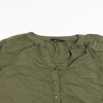 Womens UK Size 6 New Look Green Basic Button-Up