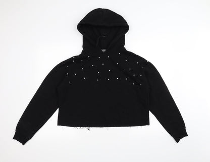 Primark Womens Black   Pullover Hoodie Size M  - Cropped Hoodie