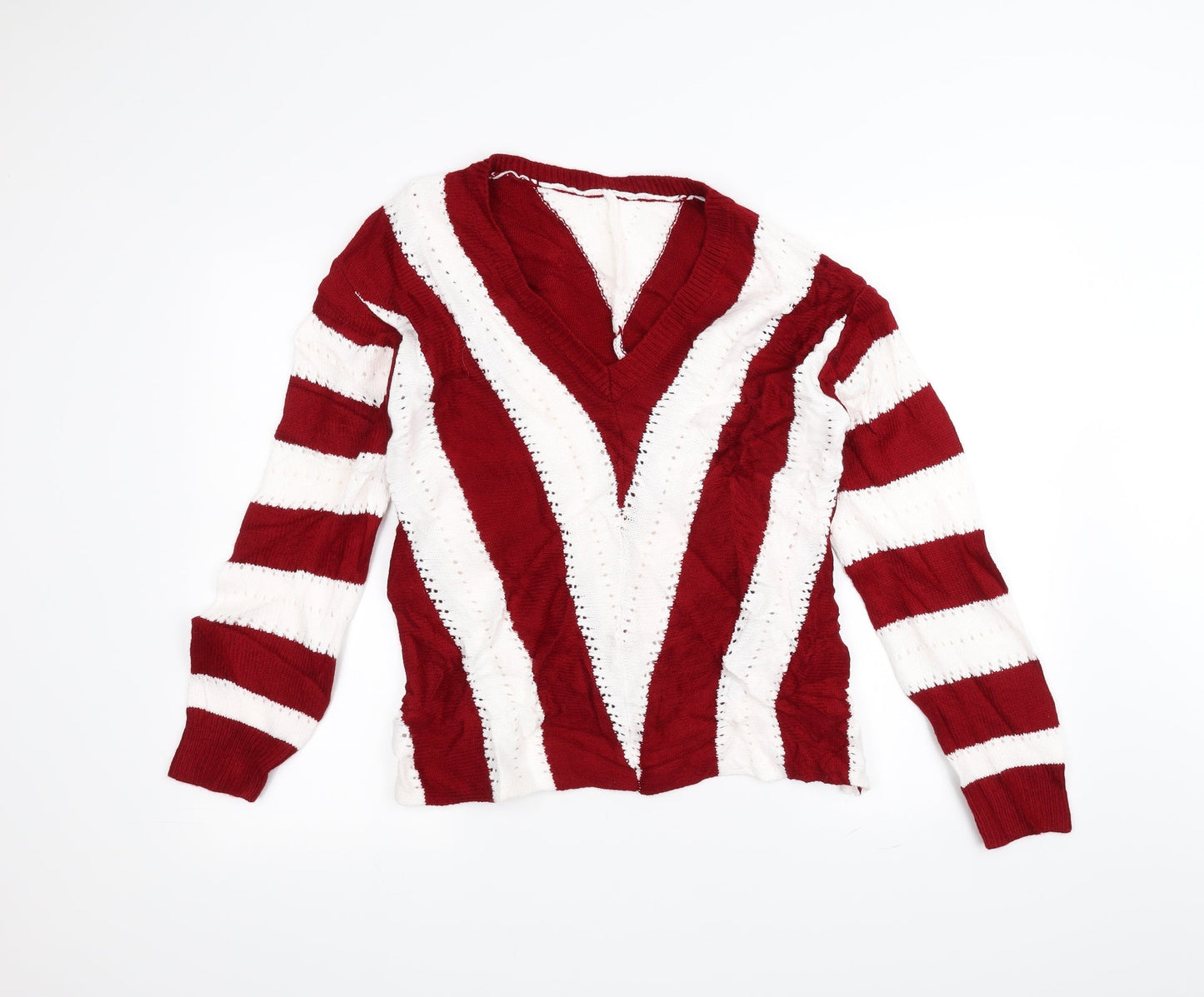 Preworn Womens White Striped  Pullover Jumper Size M
