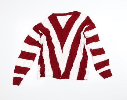 Preworn Womens White Striped  Pullover Jumper Size M