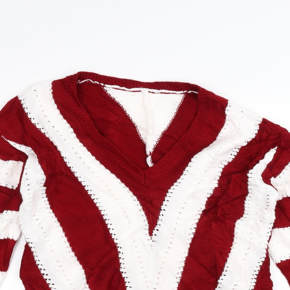Preworn Womens White Striped  Pullover Jumper Size M