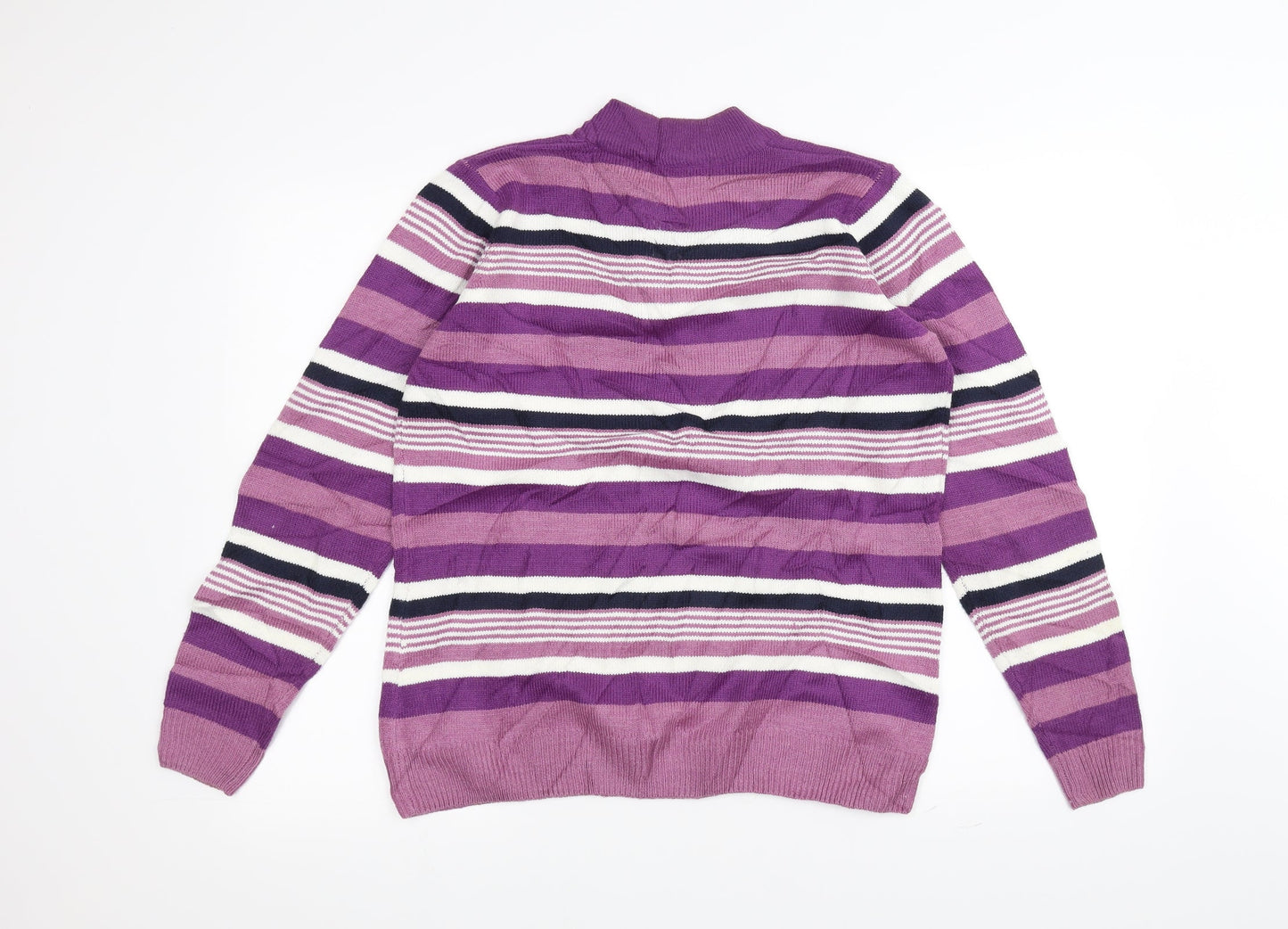 isle Womens Purple Striped Knit Pullover Jumper Size S