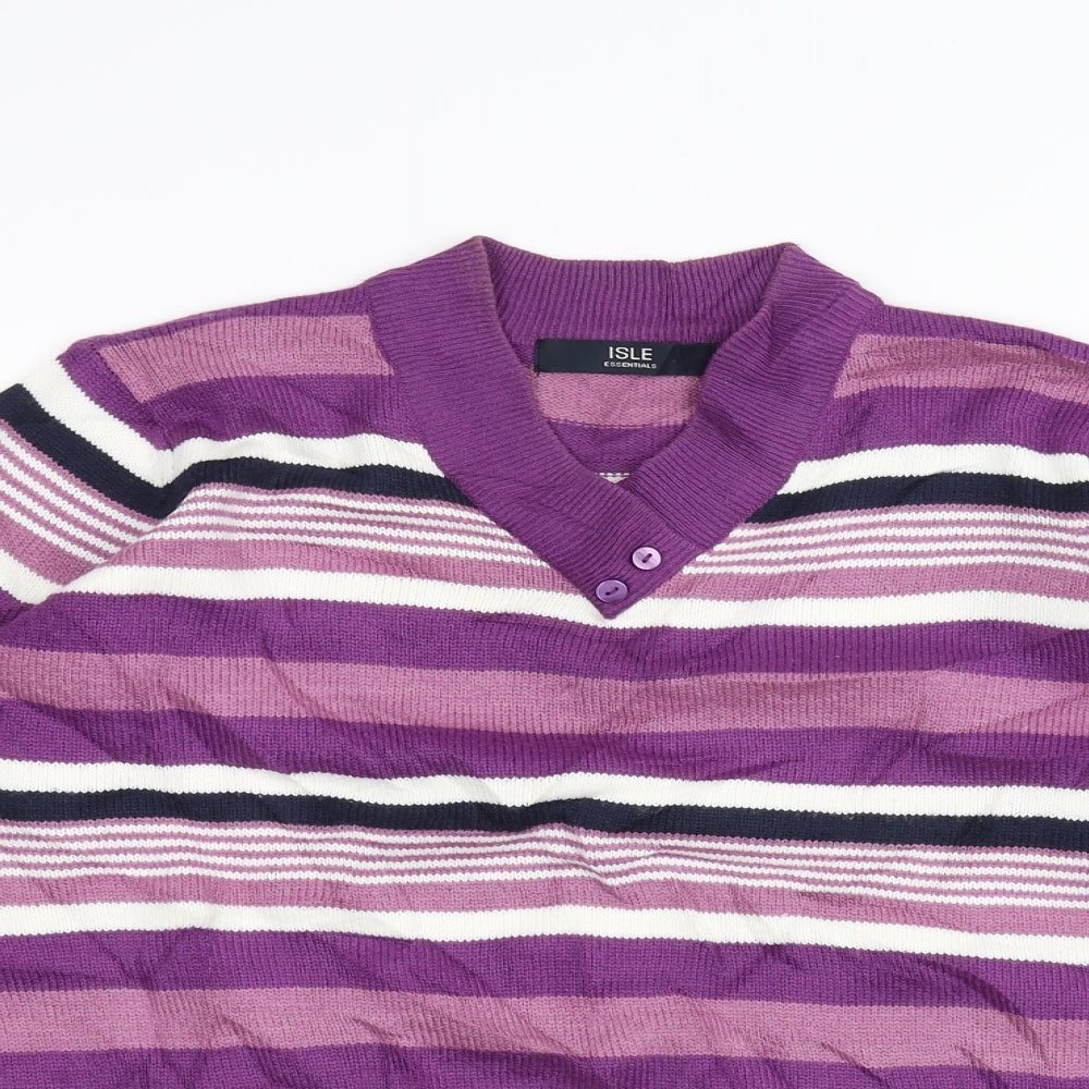 isle Womens Purple Striped Knit Pullover Jumper Size S