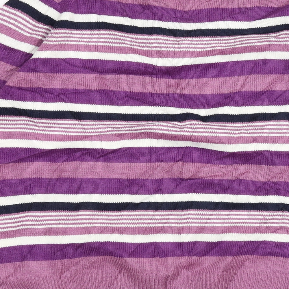 isle Womens Purple Striped Knit Pullover Jumper Size S