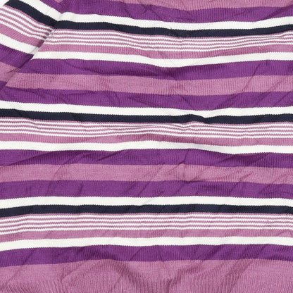 isle Womens Purple Striped Knit Pullover Jumper Size S