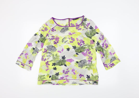 M&S  Womens Yellow Floral  Basic Blouse Size M