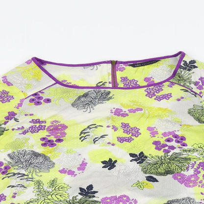 M&S  Womens Yellow Floral  Basic Blouse Size M