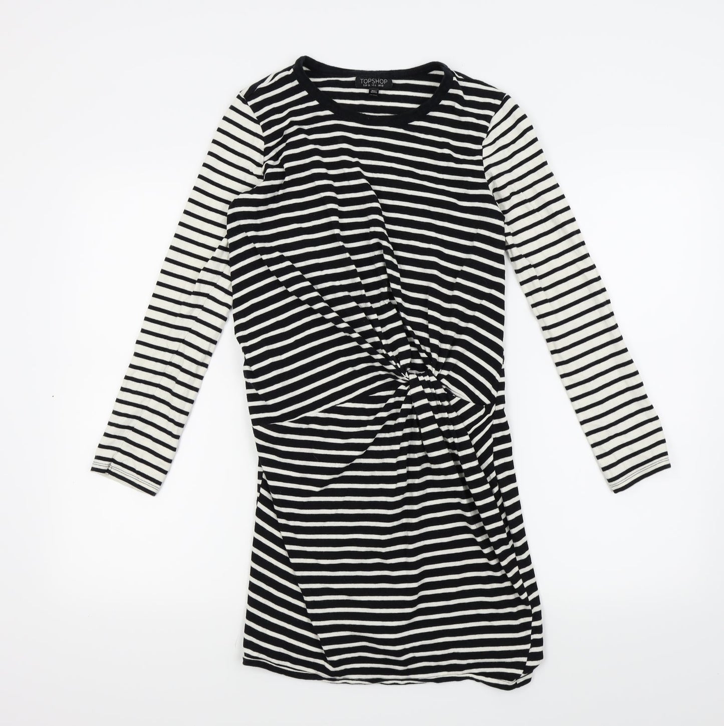 Topshop Womens Black Striped  A-Line  Size 10