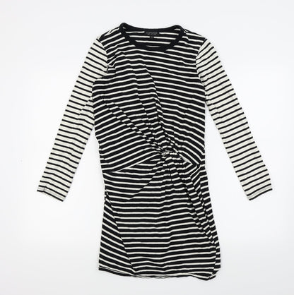 Topshop Womens Black Striped  A-Line  Size 10
