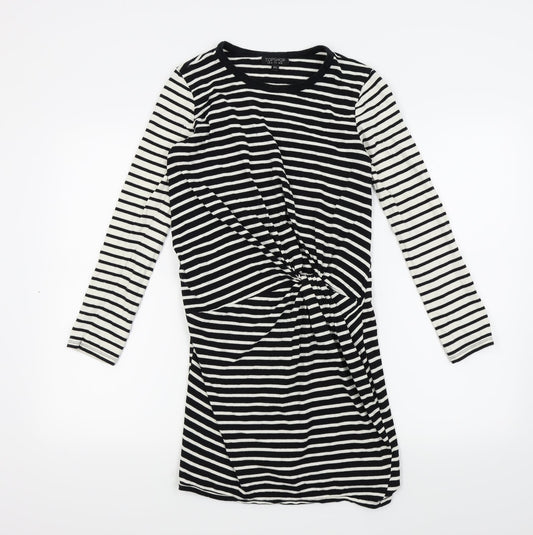 Topshop Womens Black Striped  A-Line  Size 10
