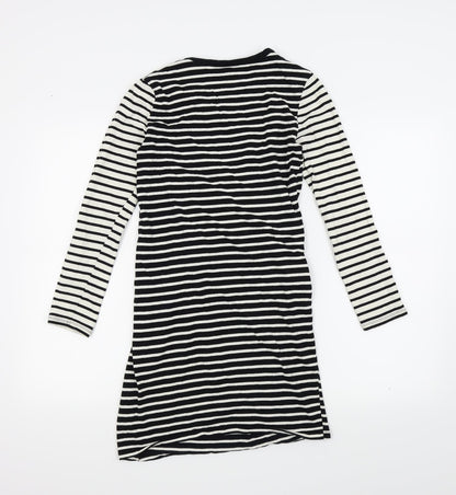 Topshop Womens Black Striped  A-Line  Size 10
