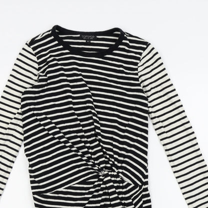 Topshop Womens Black Striped  A-Line  Size 10