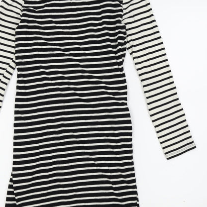 Topshop Womens Black Striped  A-Line  Size 10