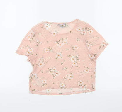New Look Girls Pink Floral  Basic T-Shirt Size 9 Years