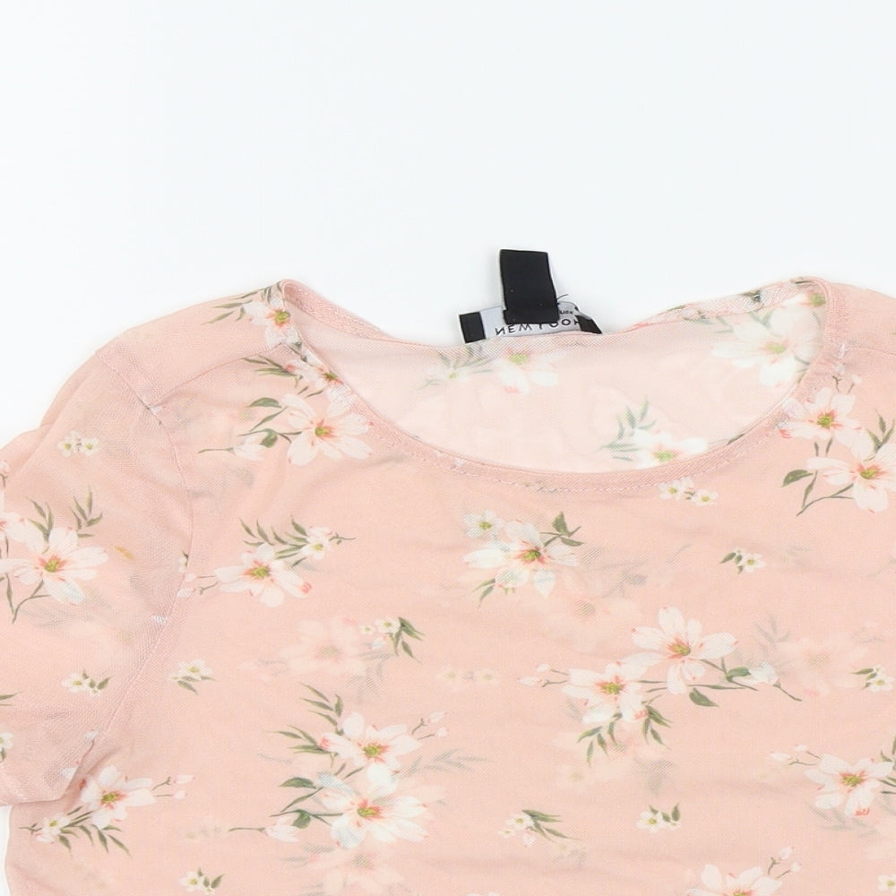 New Look Girls Pink Floral  Basic T-Shirt Size 9 Years