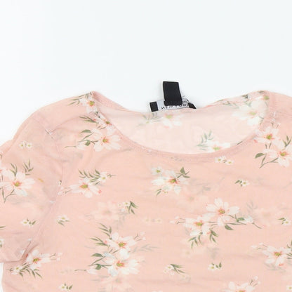 New Look Girls Pink Floral  Basic T-Shirt Size 9 Years