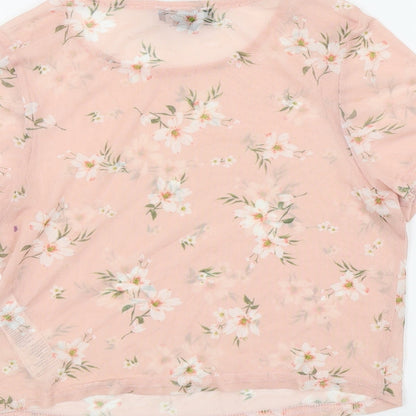 New Look Girls Pink Floral  Basic T-Shirt Size 9 Years