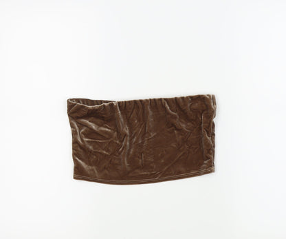Miss Guided Womens Brown  Velvet Cropped Tank Size 10