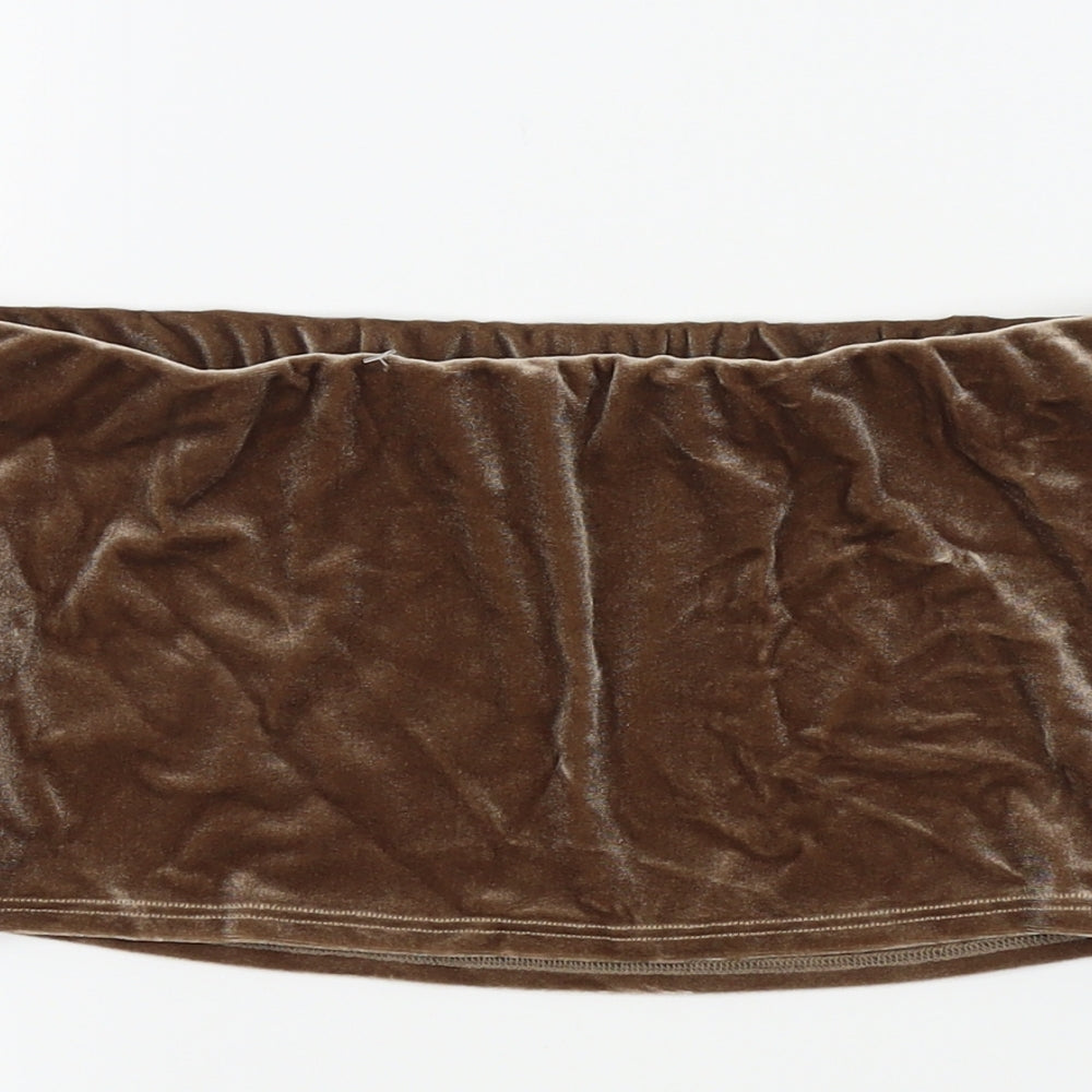 Miss Guided Womens Brown  Velvet Cropped Tank Size 10