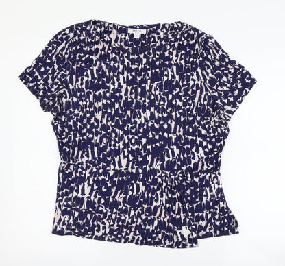 Precis Womens Blue Geometric  Basic T-Shirt Size L