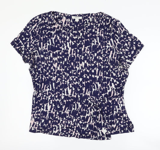 Precis Womens Blue Geometric  Basic T-Shirt Size L