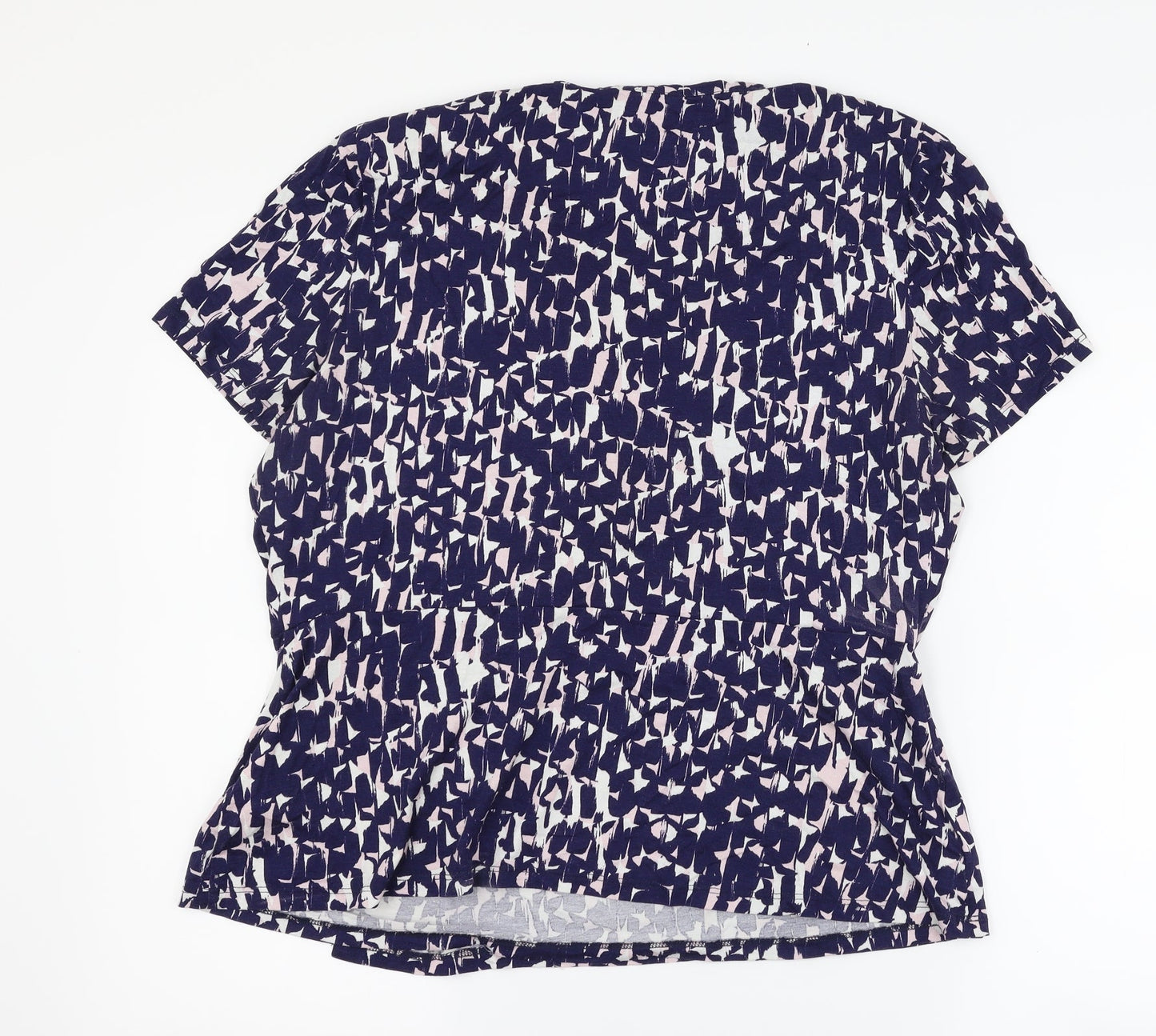 Precis Womens Blue Geometric  Basic T-Shirt Size L