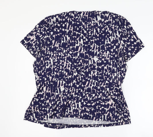 Precis Womens Blue Geometric  Basic T-Shirt Size L