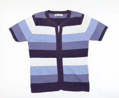 Yifan & alessia Womens Blue Striped  Basic Button-Up Size M