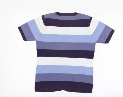 Yifan & alessia Womens Blue Striped  Basic Button-Up Size M