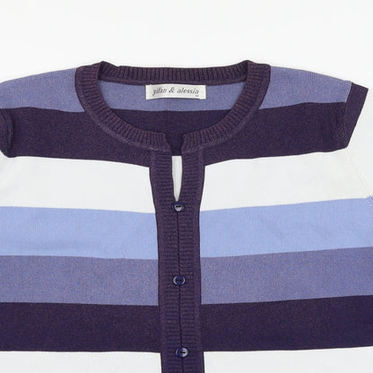 Yifan & alessia Womens Blue Striped  Basic Button-Up Size M
