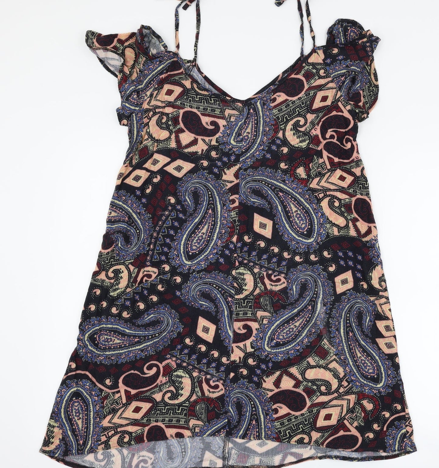 River Island Womens Black Paisley  Shift  Size 8  - Cut Out Shoulder