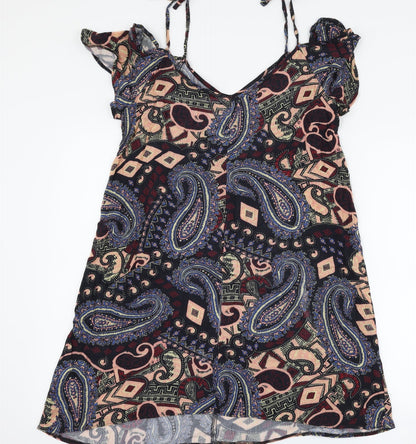 River Island Womens Black Paisley  Shift  Size 8  - Cut Out Shoulder