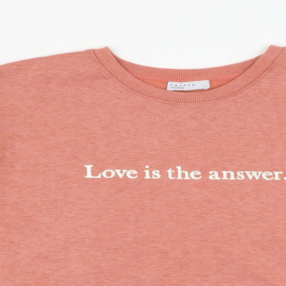 Papaya Womens Pink   Pullover Sweatshirt Size L  - love is the answer