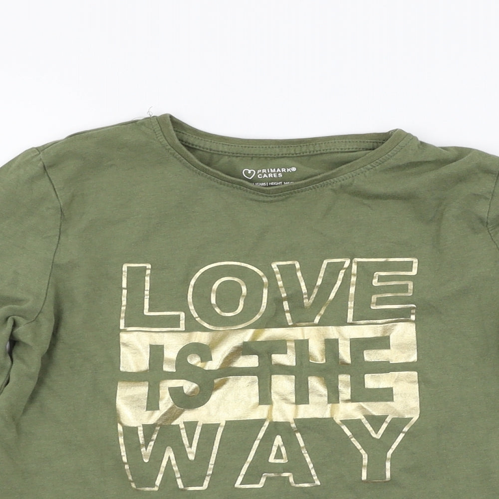 Primark Girls Green   Basic T-Shirt Size 10-11 Years  - love is the way