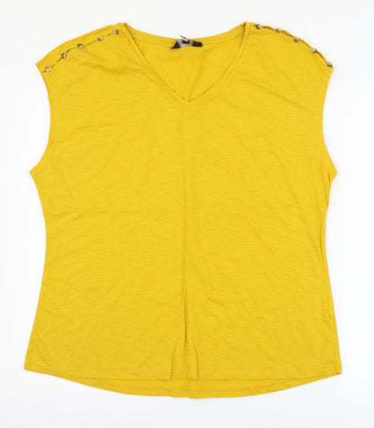 Womens UK Size 16 Dorothy Perkins Yellow Basic T-Shirt