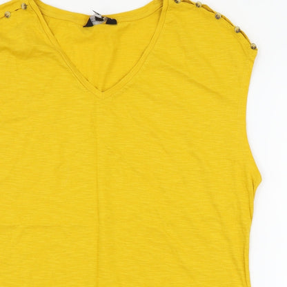 Womens UK Size 16 Dorothy Perkins Yellow Basic T-Shirt
