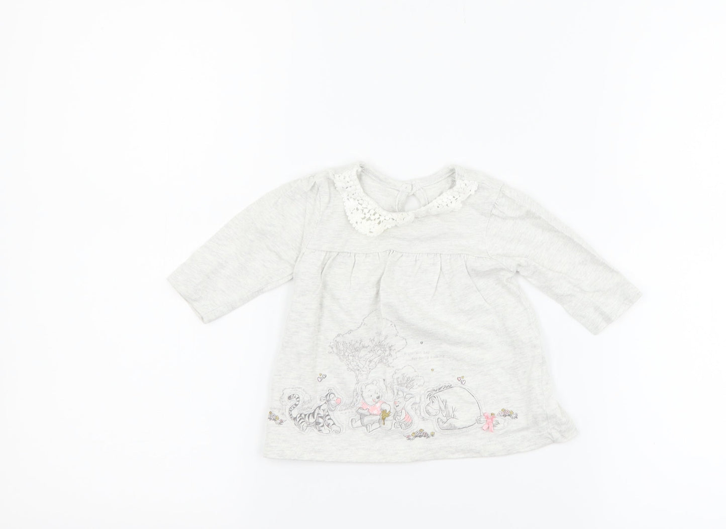 George Girls Grey   Basic T-Shirt Size Newborn  - Disney Winnie the Pooh