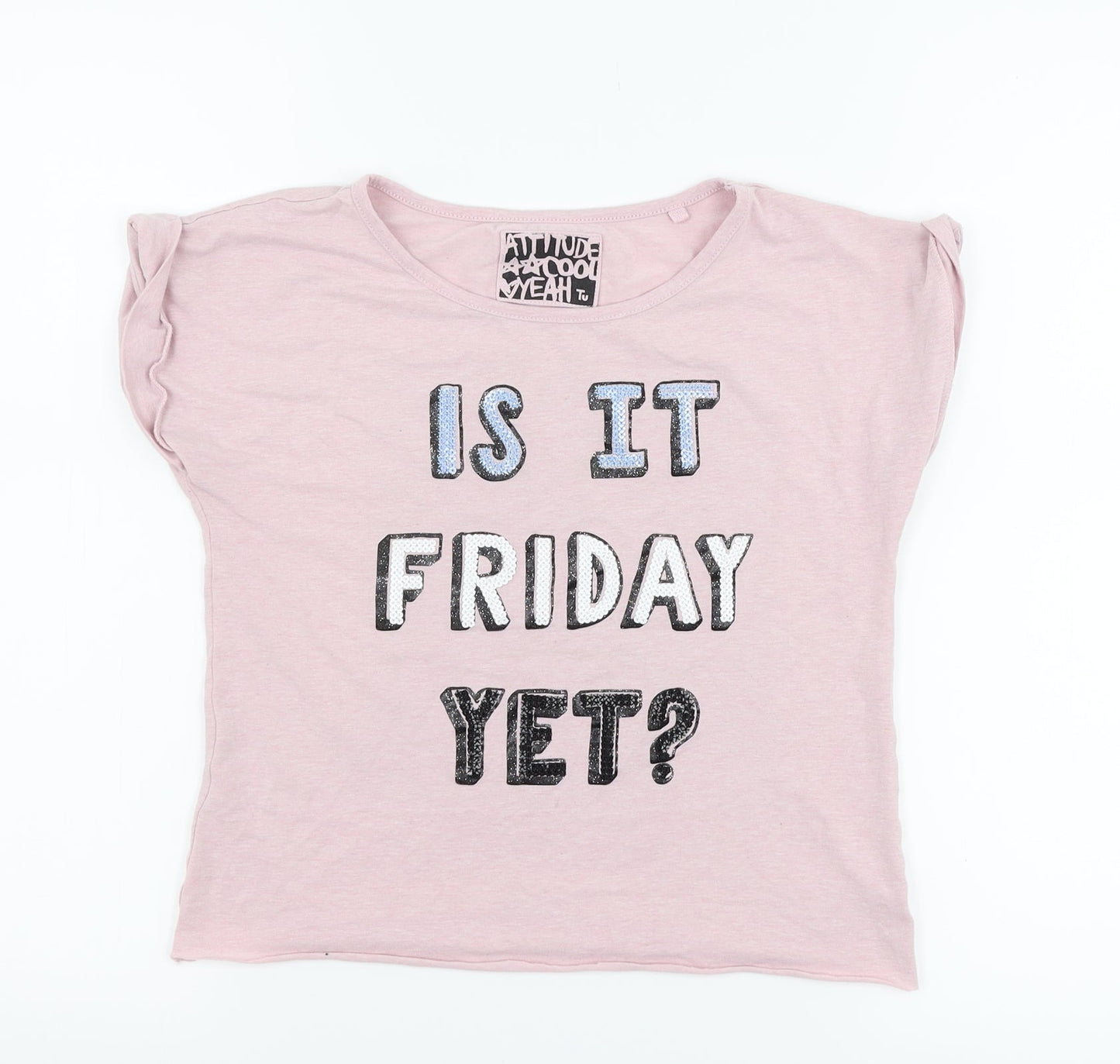 TU Girls Pink   Basic T-Shirt Size 11 Years  - is it friday yet