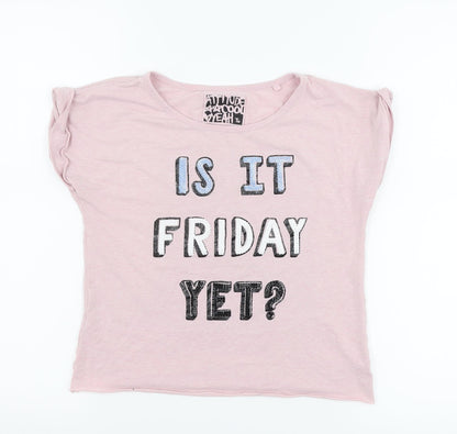TU Girls Pink   Basic T-Shirt Size 11 Years  - is it friday yet